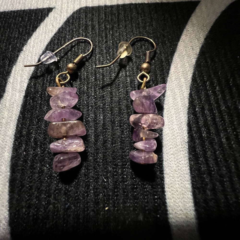 gold Amethyst crystal earrings
